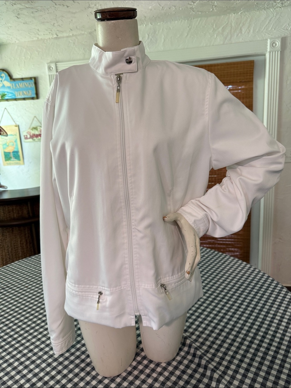 Izod White Zip-Front Bomber Jacket